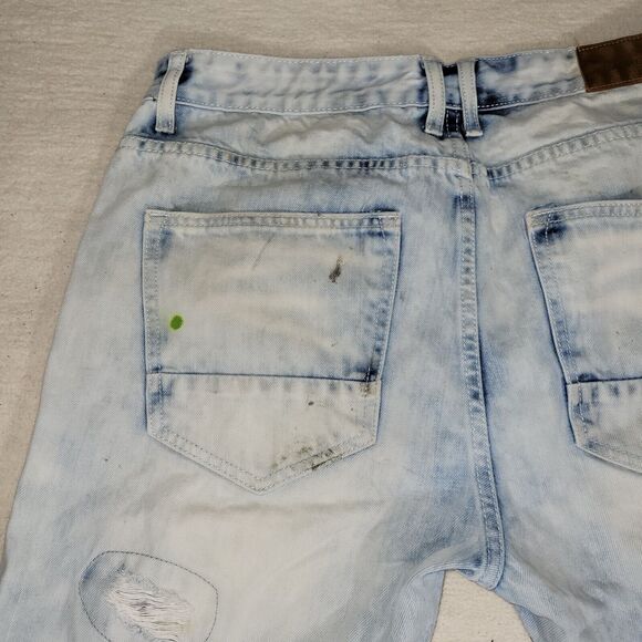 Smoke Rise Shorts Mens Sz 34 Blue Jean Distressed Y2k Fray Preppy Acid Wash - Picture 3 of 15